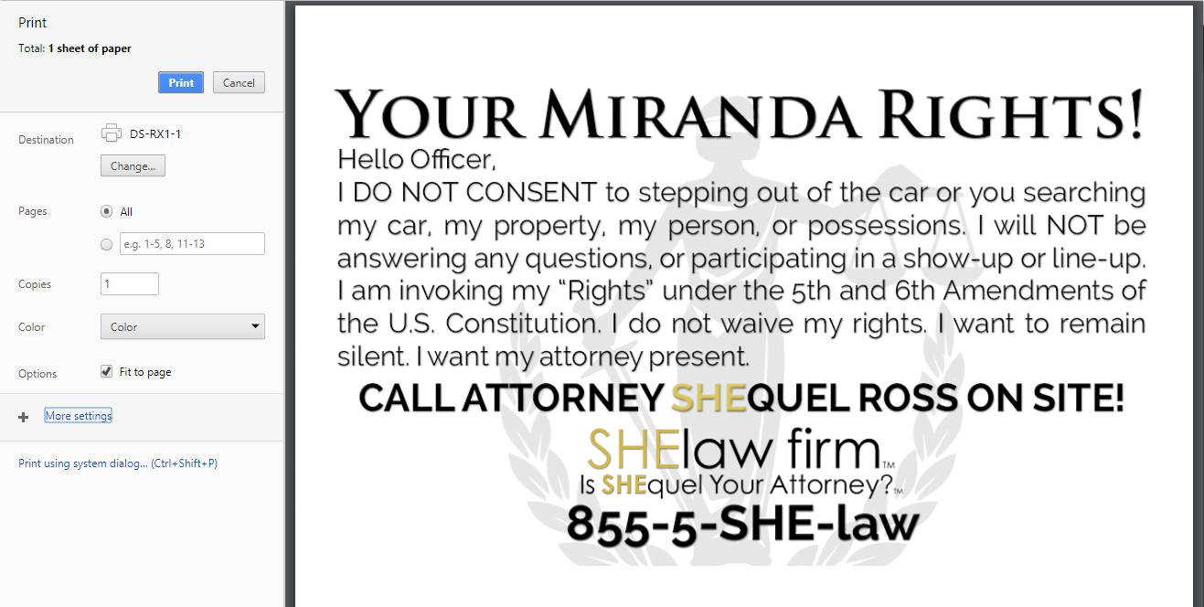 Miranda Rights Card SHElaw firm Education